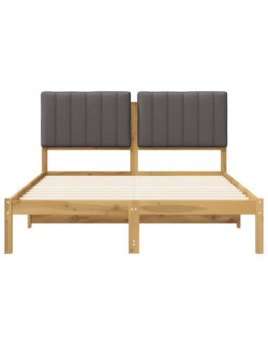 Letto con Testiera Rivestita Bianco lavato e grigio chiaro