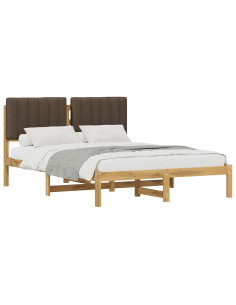 Letto con Testiera Rivestita Bianco lavato e taupe 120 x 200 cm 2
