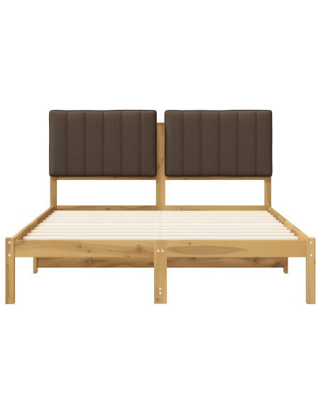 Letto con Testiera Rivestita Bianco lavato e taupe 120 x 200 cm