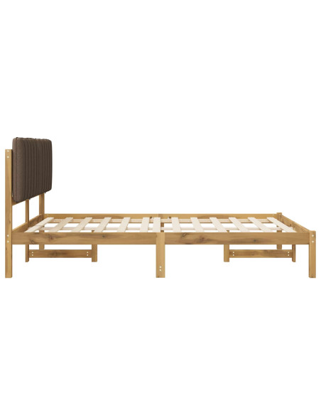 Letto con Testiera Rivestita Bianco lavato e taupe 120 x 200 cm