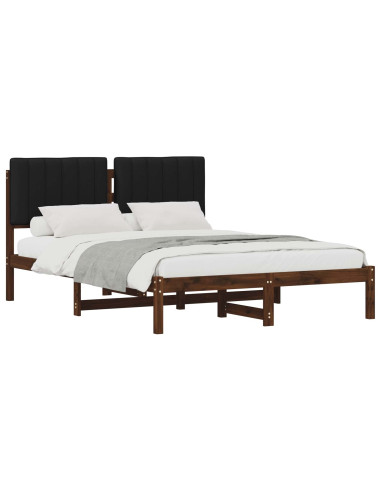 Letto con Testiera Rivestita Marrone scuro e Nero 120 x 190 cm