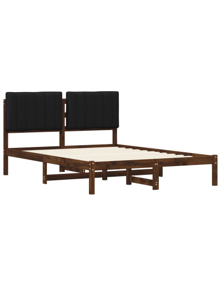 Letto con Testiera Rivestita Marrone scuro e Nero 120 x 190 cm