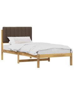 Letto con Testiera Rivestita Bianco lavato e taupe 90 x 190 cm 2
