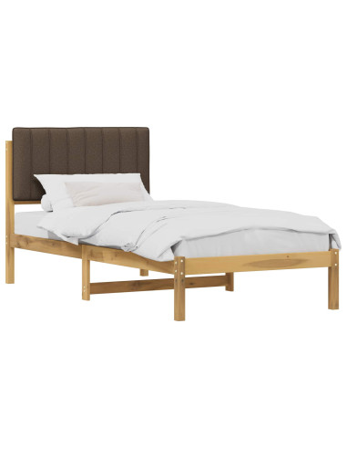 Letto con Testiera Rivestita Bianco lavato e taupe 90 x 190 cm