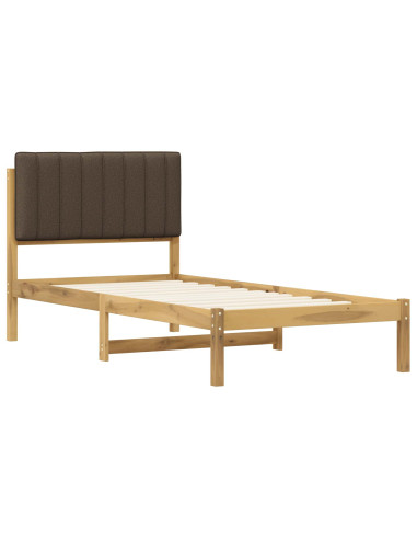 Letto con Testiera Rivestita Bianco lavato e taupe 90 x 190 cm