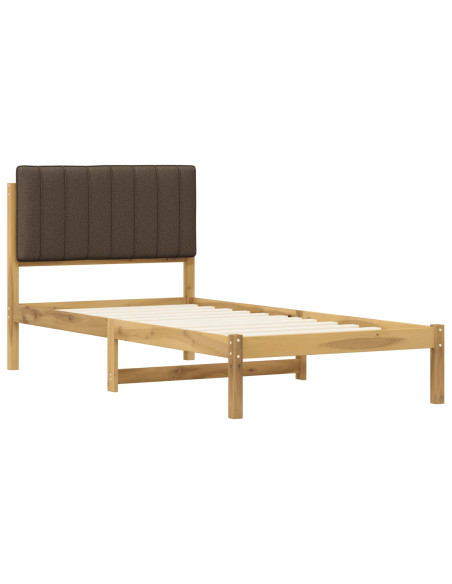 Letto con Testiera Rivestita Bianco lavato e taupe 90 x 190 cm