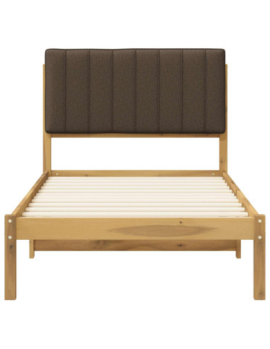 Letto con Testiera Rivestita Bianco lavato e taupe 90 x 190 cm