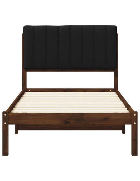 Letto con Testiera Rivestita Marrone scuro e Nero 90 x 190 cm