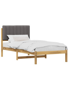 Letto con Testiera Rivestita Bianco lavato e grigio chiaro 2