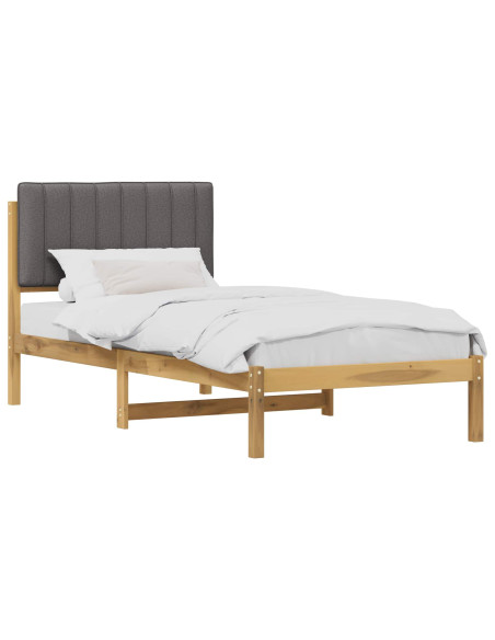 Letto con Testiera Rivestita Bianco lavato e grigio chiaro