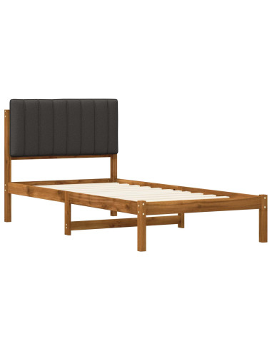Letto con Testiera Rivestita Naturale e Grigio Scuro