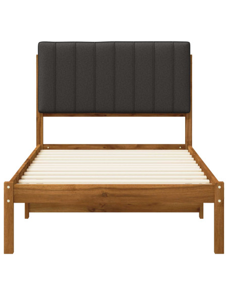 Letto con Testiera Rivestita Naturale e Grigio Scuro