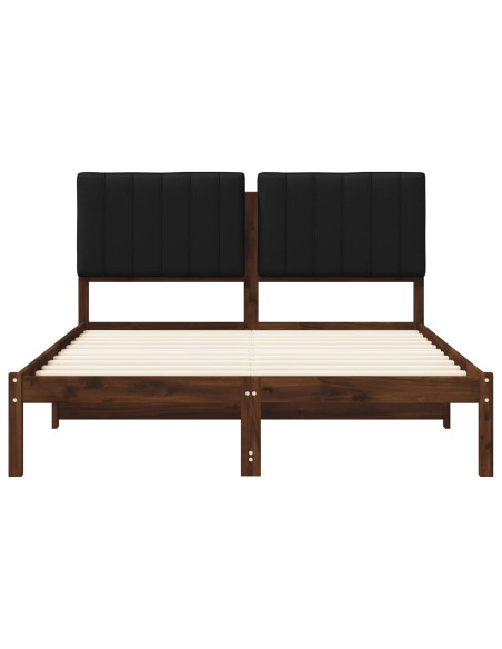 Letto con Testiera Rivestita Marrone scuro e Nero 160 x 200 cm