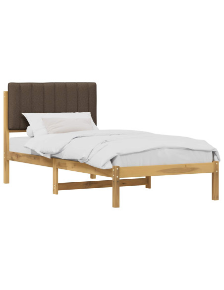 Letto con Testiera Rivestita Bianco lavato e taupe 75 x 190 cm