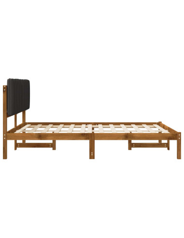 Letto con Testiera Rivestita Naturale e Grigio Scuro