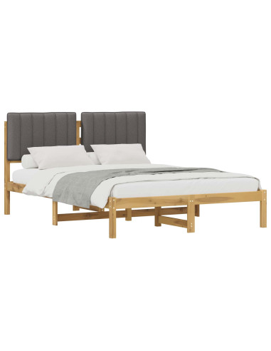Letto con Testiera Rivestita Bianco lavato e grigio chiaro