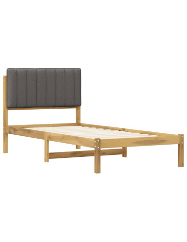 Letto con Testiera Rivestita Bianco lavato e grigio chiaro