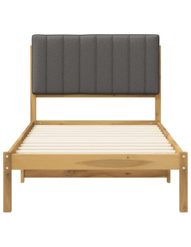 Letto con Testiera Rivestita Bianco lavato e grigio chiaro