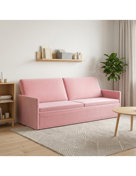 Divano a 3 posti Rosa 220 x 81 x 82 cm Velluto (V)