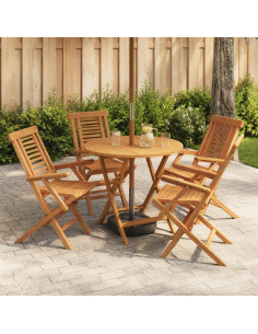 Set bistro da giardino pieghevole da 5 pezzi Naturale