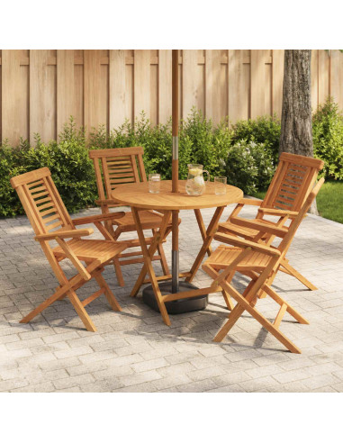 Set bistro da giardino pieghevole da 5 pezzi Naturale
