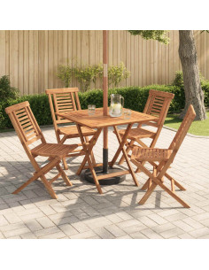 Set bistro da giardino pieghevole da 5 pezzi Naturale