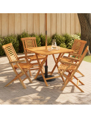 Set bistro da giardino pieghevole da 5 pezzi Naturale