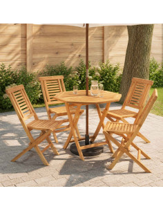 Set bistro da giardino pieghevole da 5 pezzi Naturale
