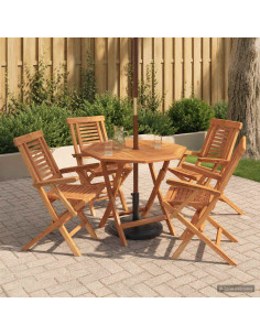 Set bistro da giardino pieghevole da 5 pezzi Naturale