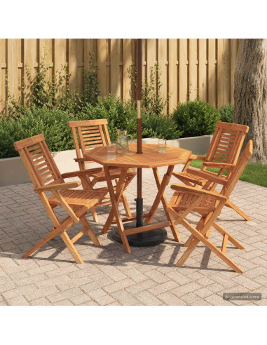 Set bistro da giardino pieghevole da 5 pezzi Naturale