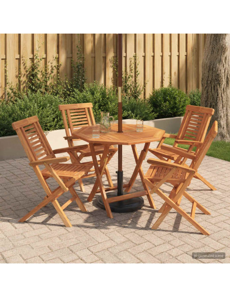 Set bistro da giardino pieghevole da 5 pezzi Naturale