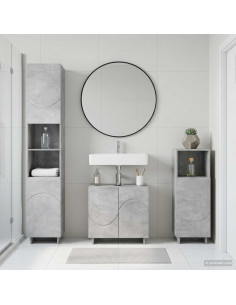 Set mobili da bagno 3 pz Grigio Cemento Legno ingegnerizzato
