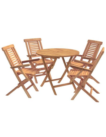Set bistro da giardino pieghevole da 5 pezzi Naturale
