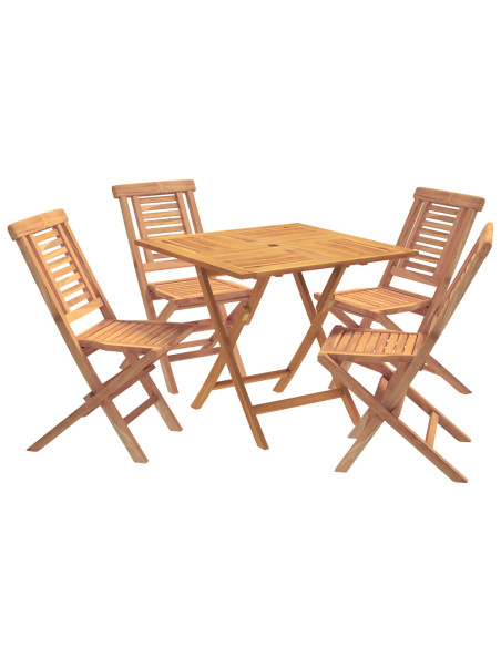 Set bistro da giardino pieghevole da 5 pezzi Naturale