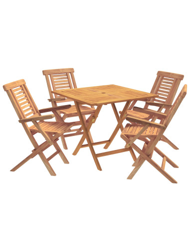 Set bistro da giardino pieghevole da 5 pezzi Naturale