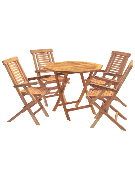 Set bistro da giardino pieghevole da 5 pezzi Naturale