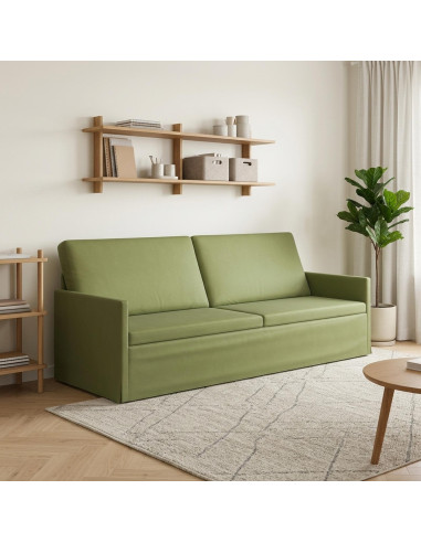 Divano a 3 posti Verde chiaro 220 x 81 x 82 cm Velluto (V)