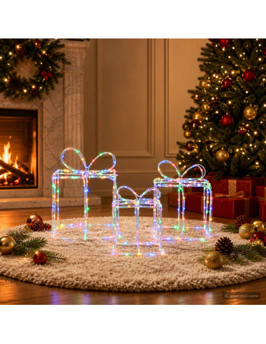 Scatole regalo di Natale luminose LOVIISA 3 pz 360 LED