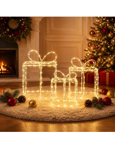 Scatole regalo di Natale luminose LOVIISA 3 pz 360 LED