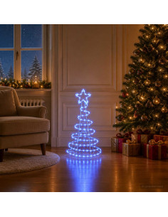Sagoma albero di Natale LED LOVIISA 100 LED Blu 51 x 99 cm