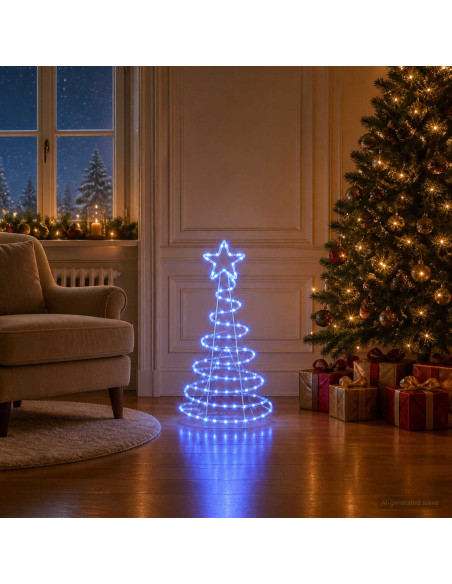 Sagoma albero di Natale LED LOVIISA 100 LED Blu 51 x 99 cm