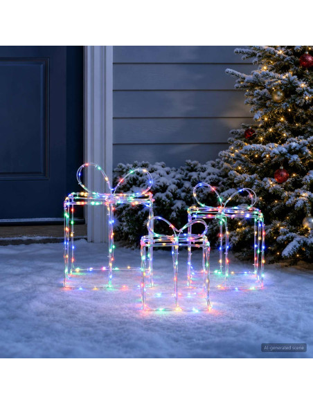 Scatole regalo di Natale luminose LOVIISA 3 pz 360 LED