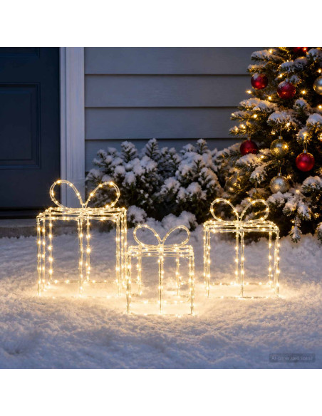 Scatole regalo di Natale luminose LOVIISA 3 pz 360 LED