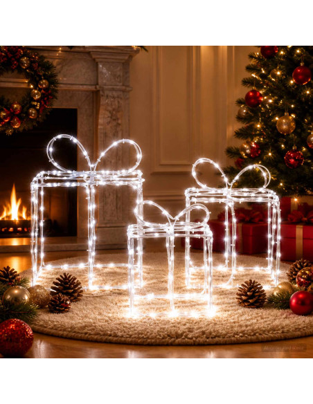 Scatole regalo di Natale luminose LOVIISA 3 pz 360 LED