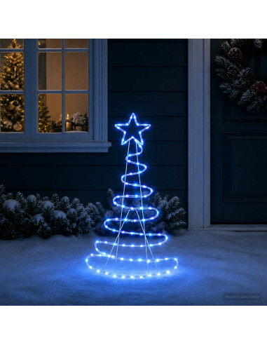 Sagoma albero di Natale LED LOVIISA 100 LED Blu 51 x 99 cm