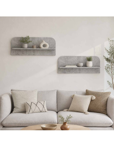 Scaffale da parete 2 pz Grigio Cemento 102 x 13.5 x 37.5 cm