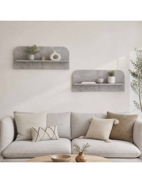 Scaffale da parete 2 pz Grigio Cemento 102 x 13.5 x 37.5 cm