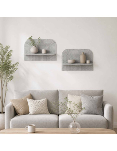 Scaffale da parete 2 pz Grigio Cemento 60 x 13.5 x 37.5 cm
