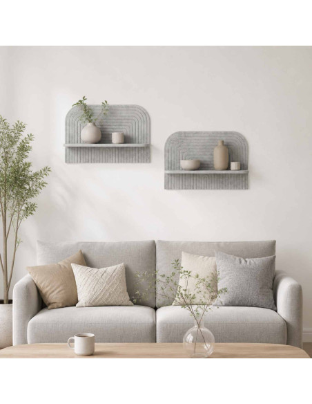 Scaffale da parete 2 pz Grigio Cemento 60 x 13.5 x 37.5 cm