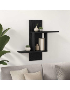 Scaffale da parete Rovere Nero 59 x 17 x 63 cm